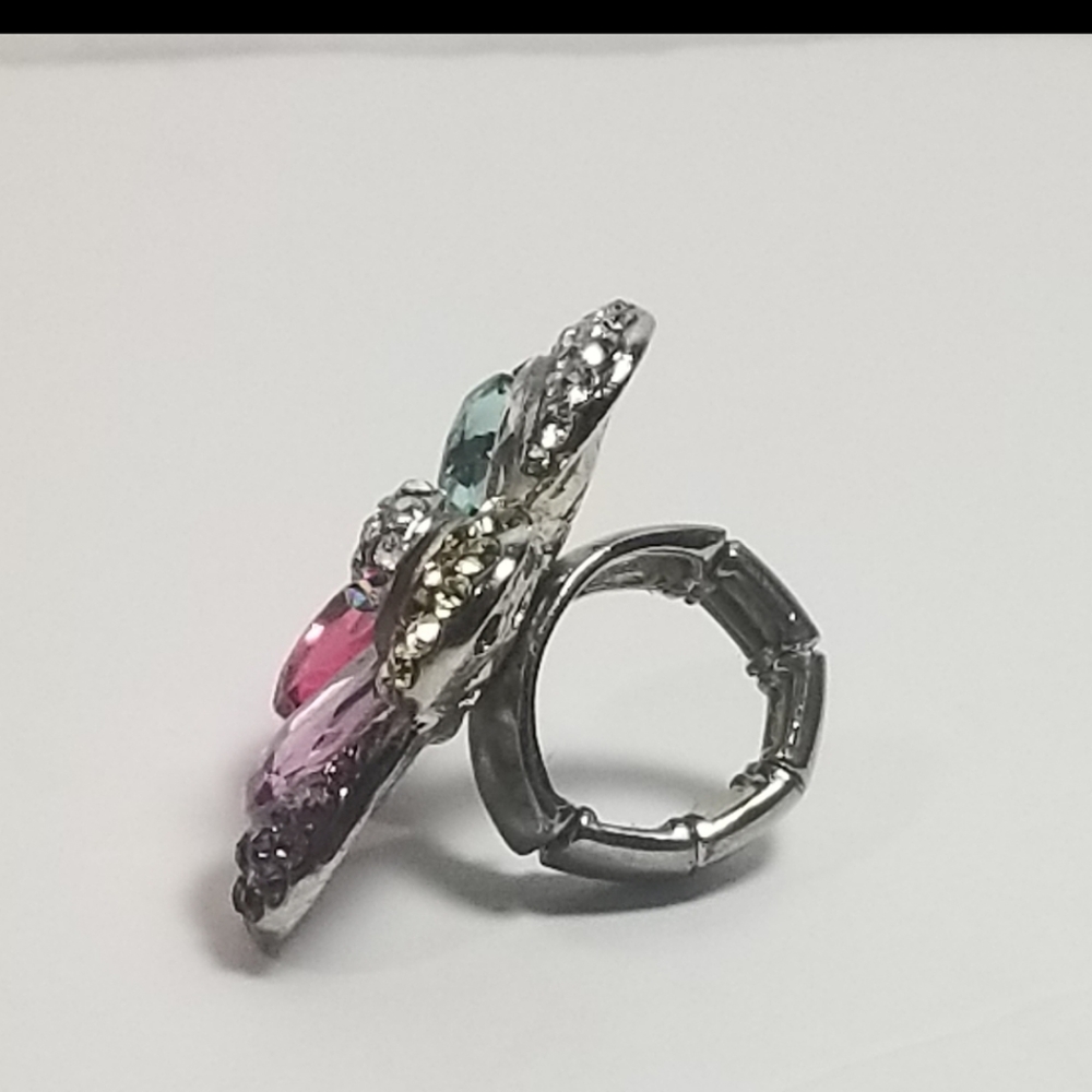 Statement Cocktail Flower Adjustable Rings - image 7